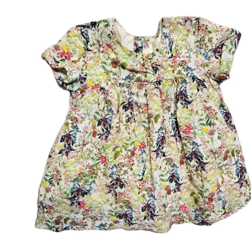 Zara Girls Cottage Core Florals 12-18 Months Button Lined Dress